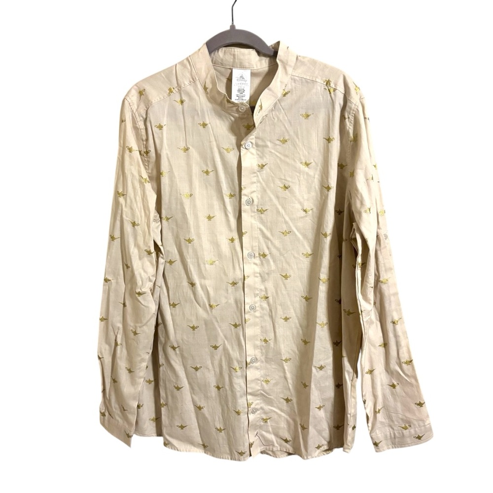 Disney Aladdin Genie Lamp Print Button Up Shirt XL NWT‎